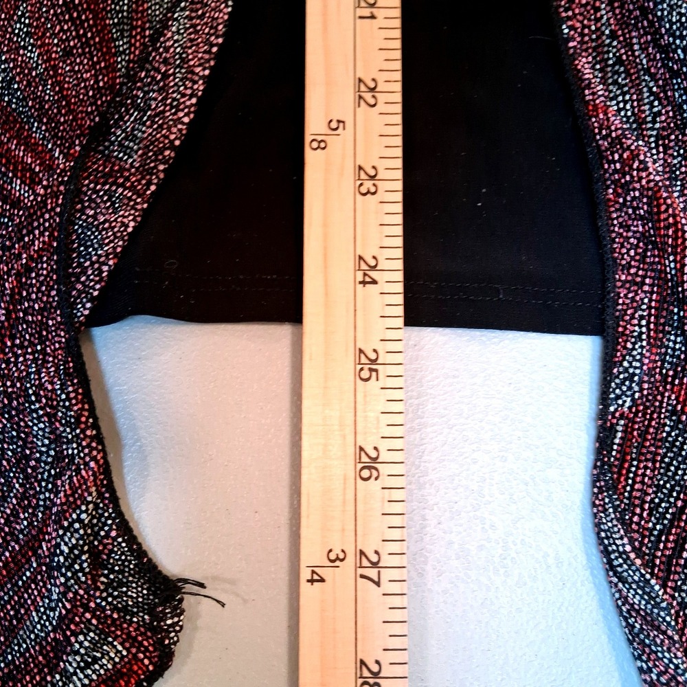 Maggie Barnes Sz 24 Top Red Black Abstract Print 3/4 Sleeve Asymmetrical Sleeve - Picture 11 of 11